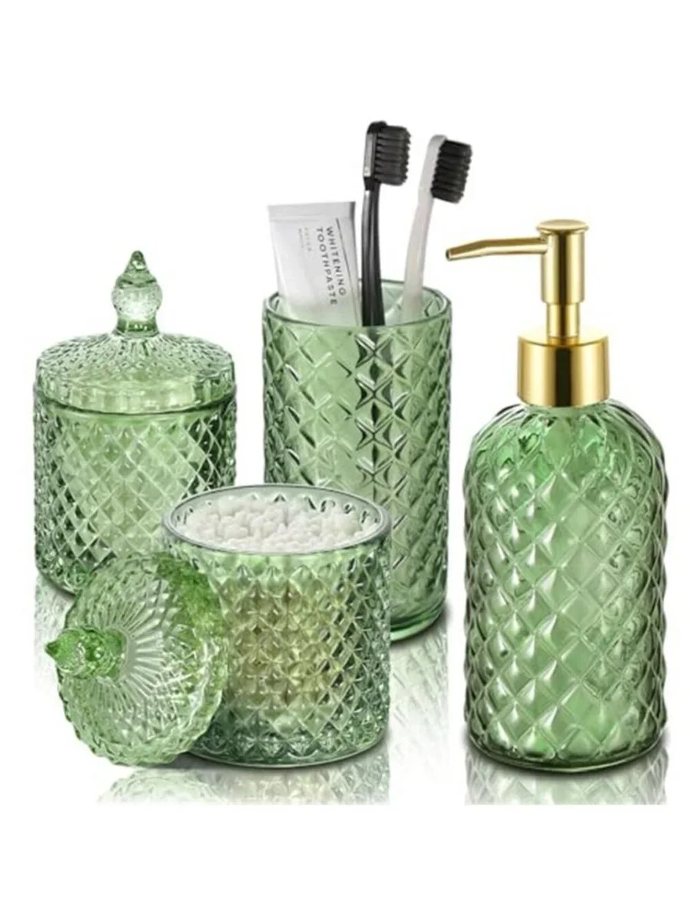 Green Bathroom Accessories Set, 4 Pack Olive Green Bathroom Decor Accessory Sets